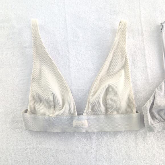 SKIMS (2) Cotten Jersey Bralettes Ivory/Gray S/M - Picture 1 of 11